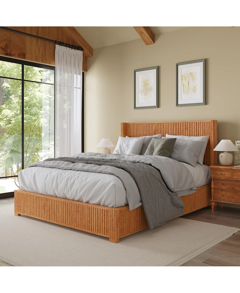 Streamdale Furniture Solid Wood Queen Platform Bed Frame with Headboard Easy Assembly