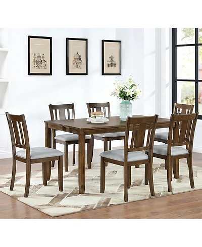 Streamdale Furniture 7-Piece Modern Rectangular Dining Set with 6 Upholstered Chairs
