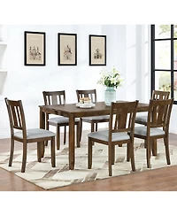 Streamdale Furniture 7-Piece Modern Rectangular Dining Set with 6 Upholstered Chairs