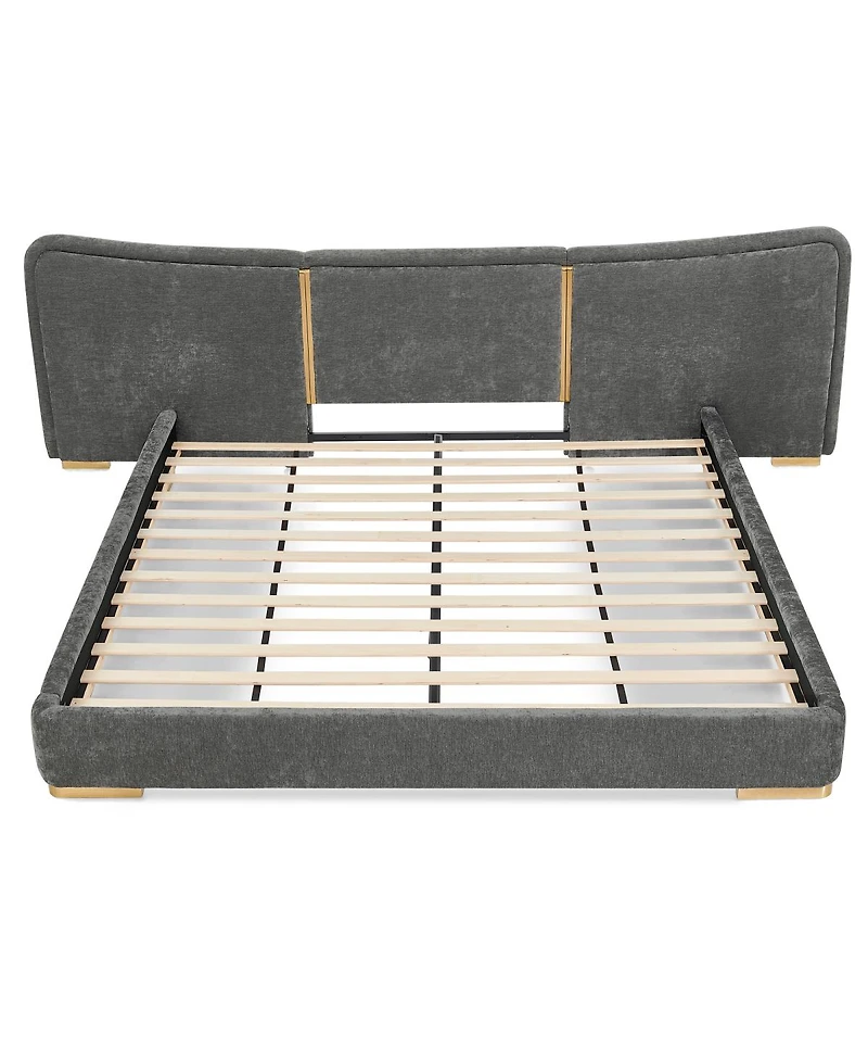 Streamdale Furniture King Size Extra Large Chenille Platform Bed with Curved Headboard