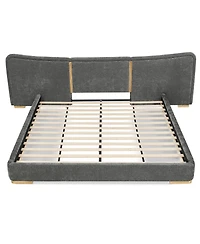 Streamdale Furniture King Size Extra Large Chenille Platform Bed with Curved Headboard