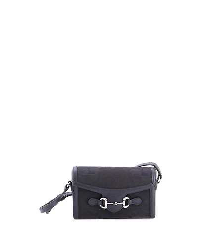 Pre-Owned Gucci Mini Horsebit 1955 Flap Crossbody Bag Jumbo Gg Canvas