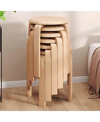 Streamdale Furniture 6-Piece Stackable Bentwood Stool Set 18'' Round Backless Nesting Chairs