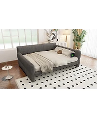 Streamdale Furniture King Size Upholstered Platform Bed with Usb