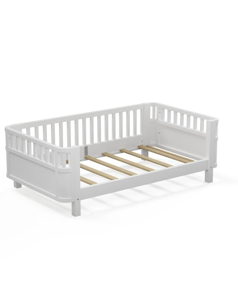 Streamdale Furniture Twin Size Wood Platform Bed with Rails for Kids