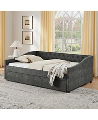 Streamdale Furniture Daybed with Pull-out Usb Charging and Button-Tufted Arms