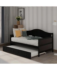 Streamdale FurnitureTwin Wooden Daybed with Trundle Bed Sofa Bed for Bedroom Living Room Espresso