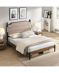 Streamdale Furniture King Bed Frame with Led Headboard Charging Station and Under-Bed Storage