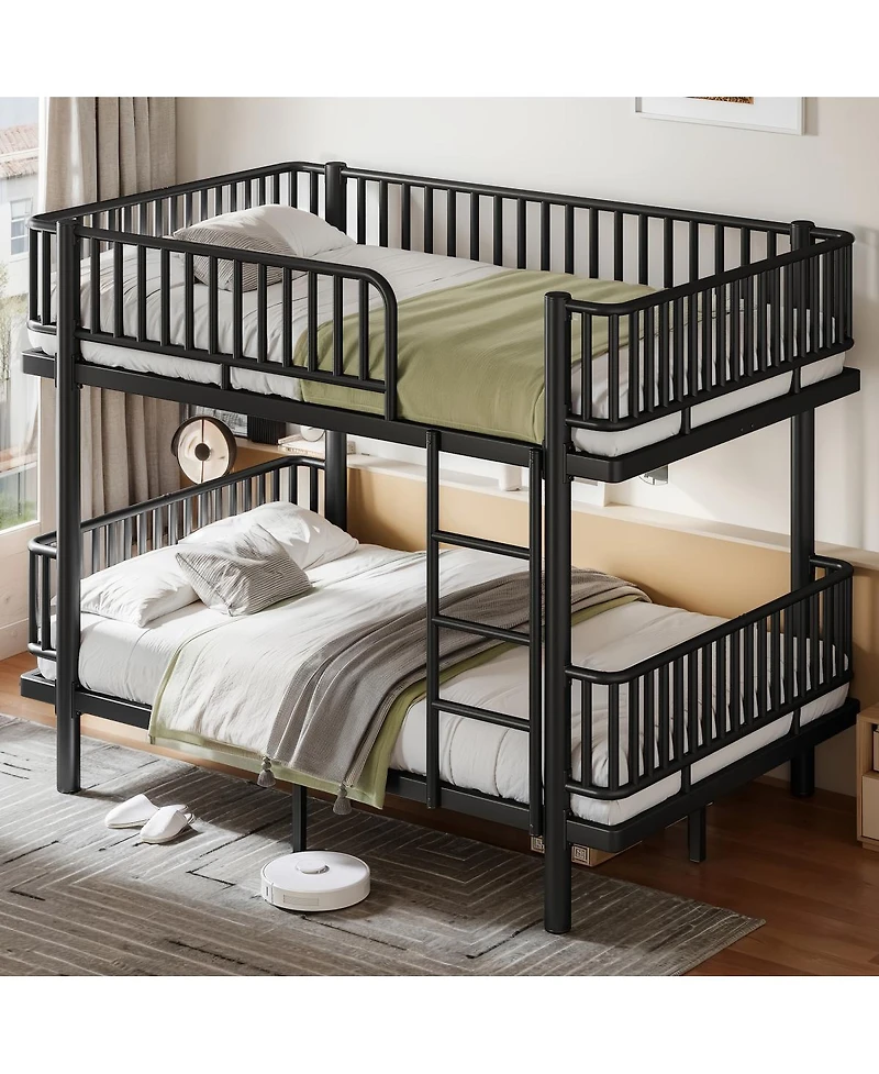 Streamdale Furniture Full over Metal Bunk Bed with Safety Guardrails Converts to 2 Beds