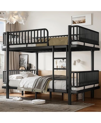 Streamdale Furniture Full over Metal Bunk Bed with Safety Guardrails Converts to 2 Beds