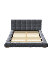 Streamdale Furniture Size Channel Tufted Velvet Platform Bed Frame