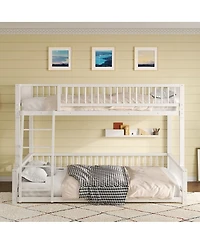 Streamdale Furniture Full Xl over Queen Floor Bunk Bed with Ladder and Guardrails