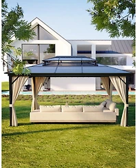 gaomon Hardtop Gazebo 12 x16 Feet for All Weather, Double Polycarbonate Sheets Roof, Aluminum Alloy Frame
