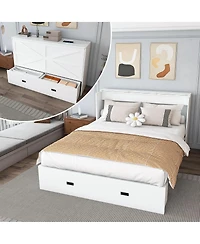 Streamdale Furniture 57 Murphy Bed with Storage Charging Station and Swivel Wheels