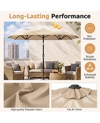 Gouun 10 x 5.3 Feet Double-Sided Patio Umbrella with Push Button Tilt