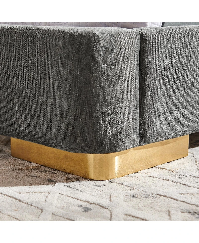 Streamdale Furniture Queen Size Extra Large Chenille Platform Bed with Curved Headboard