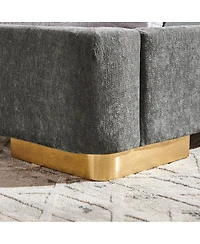 Streamdale Furniture Queen Size Extra Large Chenille Platform Bed with Curved Headboard