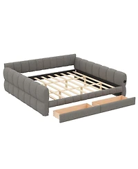 Streamdale Furniture Upholstered Platform Bed with Usb and 2 Drawers