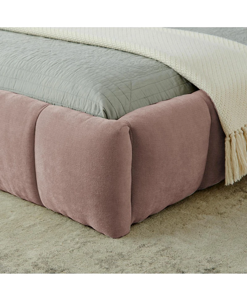 Streamdale Furniture Upholstered Chenille Platform Bed Frame with Headboard