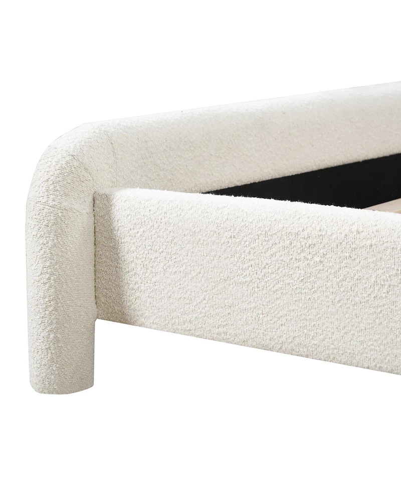 Streamdale Furniture Queen Size Upholstered Boucle Platform Bed with Curved Headboard