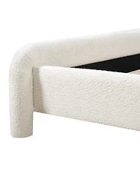 Streamdale Furniture Queen Size Upholstered Boucle Platform Bed with Curved Headboard