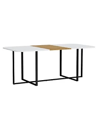 Streamdale Furniture 9 Piece Square Faux Marble Dining Set with 8 Pu Leather Chairs