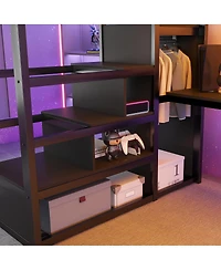 Streamdale Furniture Full Loft Bed with Desk Charging Station and Stairs
