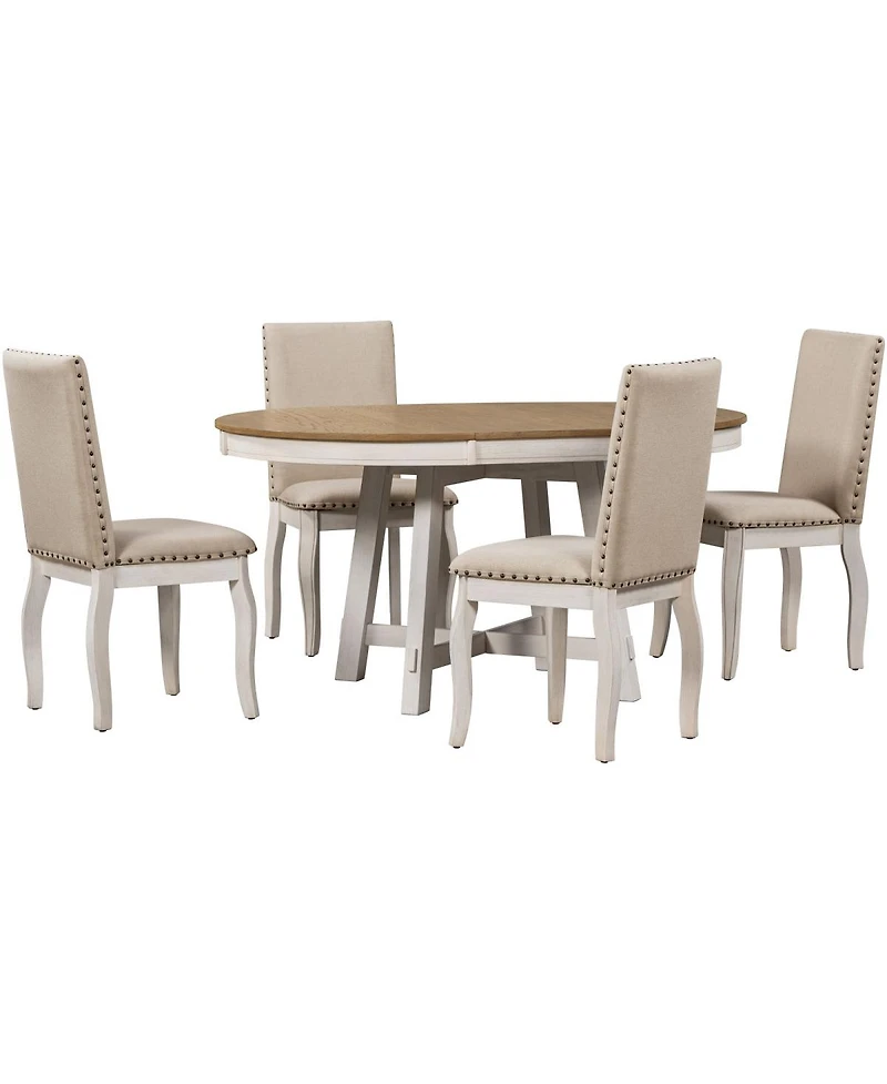 Streamdale Furniture 5-Piece Extendable Round Farmhouse Dining Set