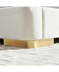 Streamdale Furniture Queen Size Extra Large Chenille Platform Bed with Curved Headboard