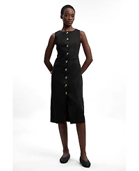 Karen Millen Women's Linen Pencil Midi Dress