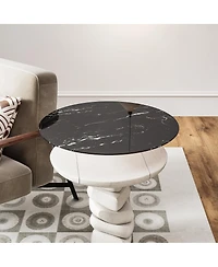 Streamdale Furniture 32'' Round Tempered Glass Table Top with Marble Design