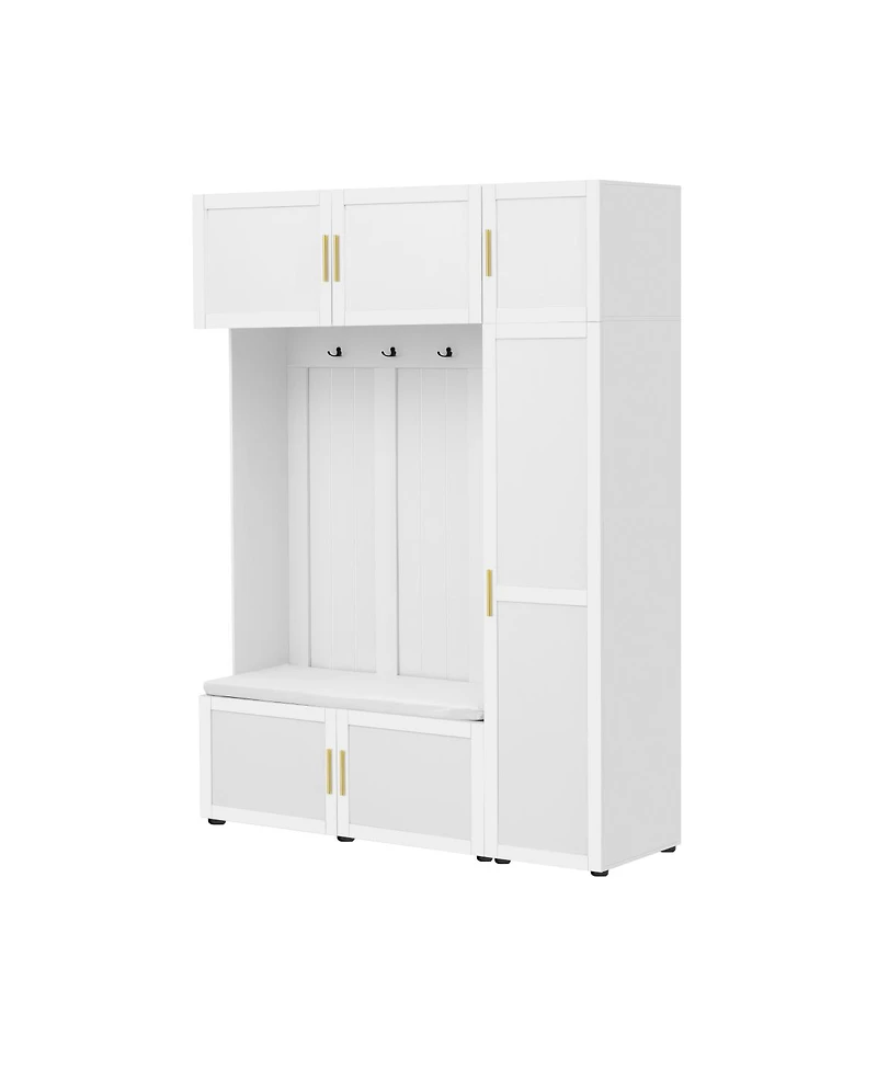 Streamdale Furniture 4-in-1 American Style Hall Tree with Padded Bench and Storage