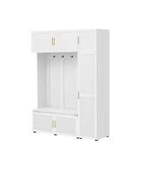 Streamdale Furniture 4-in-1 American Style Hall Tree with Padded Bench and Storage
