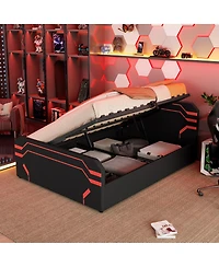 Streamdale Furniture Cyberpunk Hydraulic Storage Gaming Bed with Padded Headboard