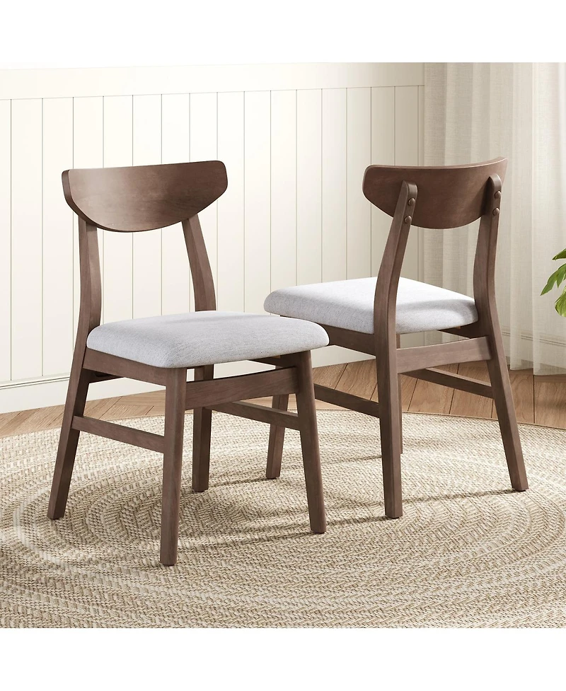 Streamdale Furniture 4-Piece Modern Scandinavian Dining Chairs Curved Wood and Fabric