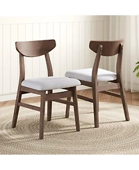 Streamdale Furniture 4-Piece Modern Scandinavian Dining Chairs Curved Wood and Fabric