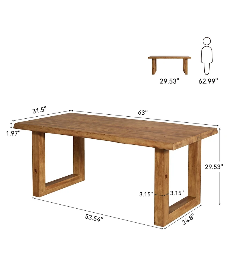 Tribesigns Solid Wood Home Office Desk, 63" Live Edge Executive Desk, Pine Wood Computer Table Bussiness Workstation