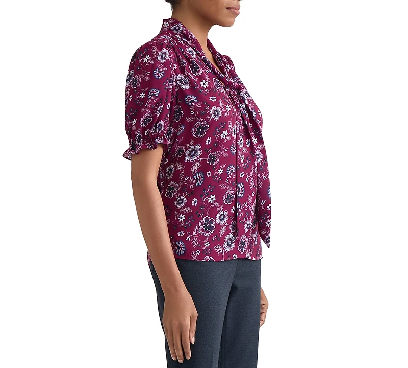 Jones New York Women's Tie-Neck Printed Top