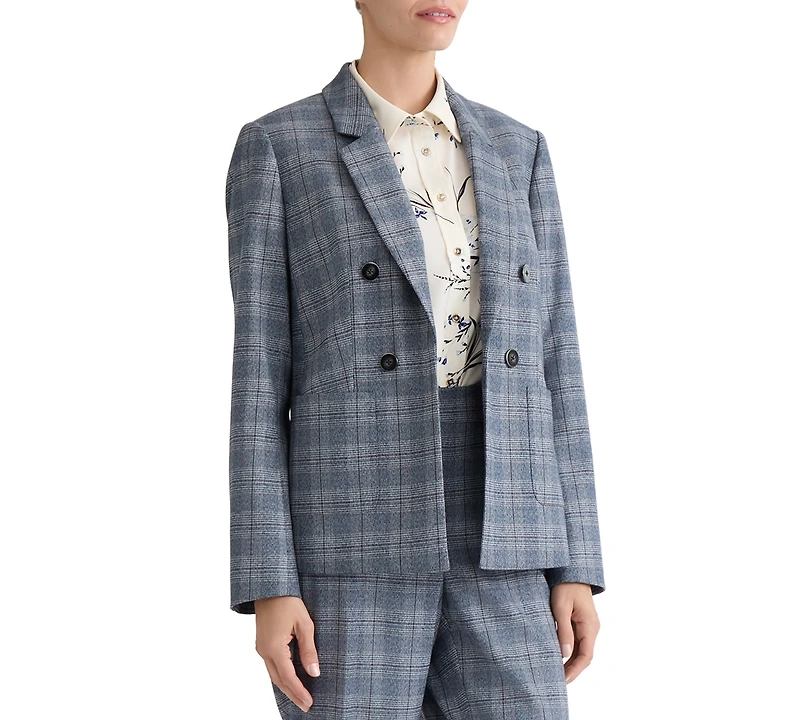 Jones New York Women's Plaid Notch Collar Jacket