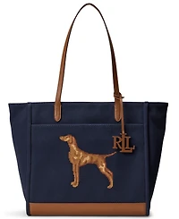 Lauren Ralph Lauren Cameryn Dog Embroidered Extra-Large Tote Handbag