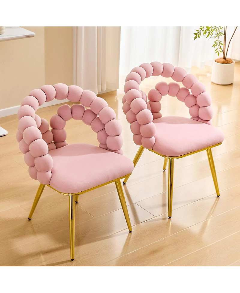 Streamdale Furniture Modern Velvet Bubble Back Dining Chairs with Legs (Set of 2