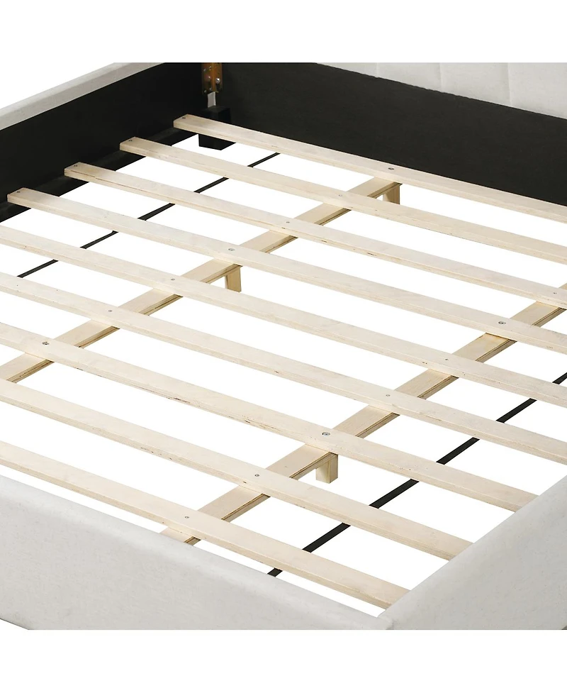 Streamdale Furniture King Size Upholstered Linen Bed Frame with Thick Headboard