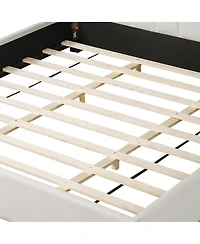 Streamdale Furniture King Size Upholstered Linen Bed Frame with Thick Headboard