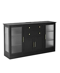 Streamdale Furniture U-Style 58.3'' Modern Buffet Sideboard with 4 Doors 2 Drawers and Power Outlet