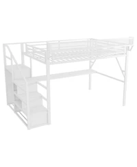 Streamdale Furniture Loft Bed with Desk Charging Station and Stairs