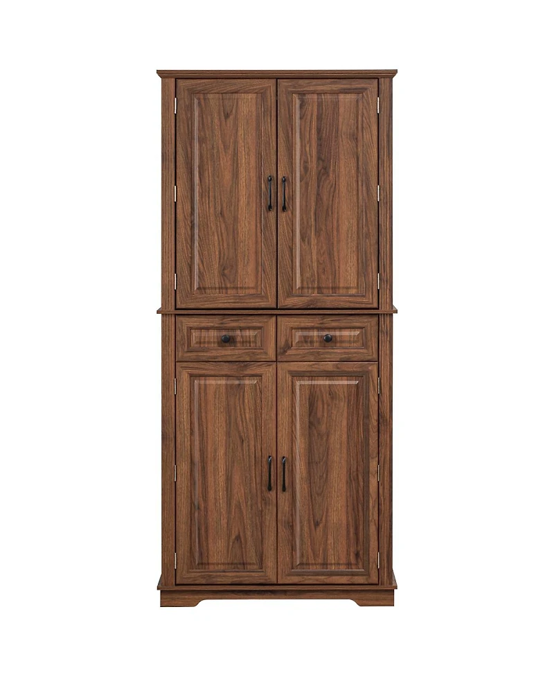 Streamdale Furniture 71'' Tall Farmhouse Kitchen Pantry with 3 Pull-Out Organizers and 2 Drawers