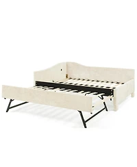 Streamdale Furniture Twin Curved Padded Daybed with Trundle and Usb Port