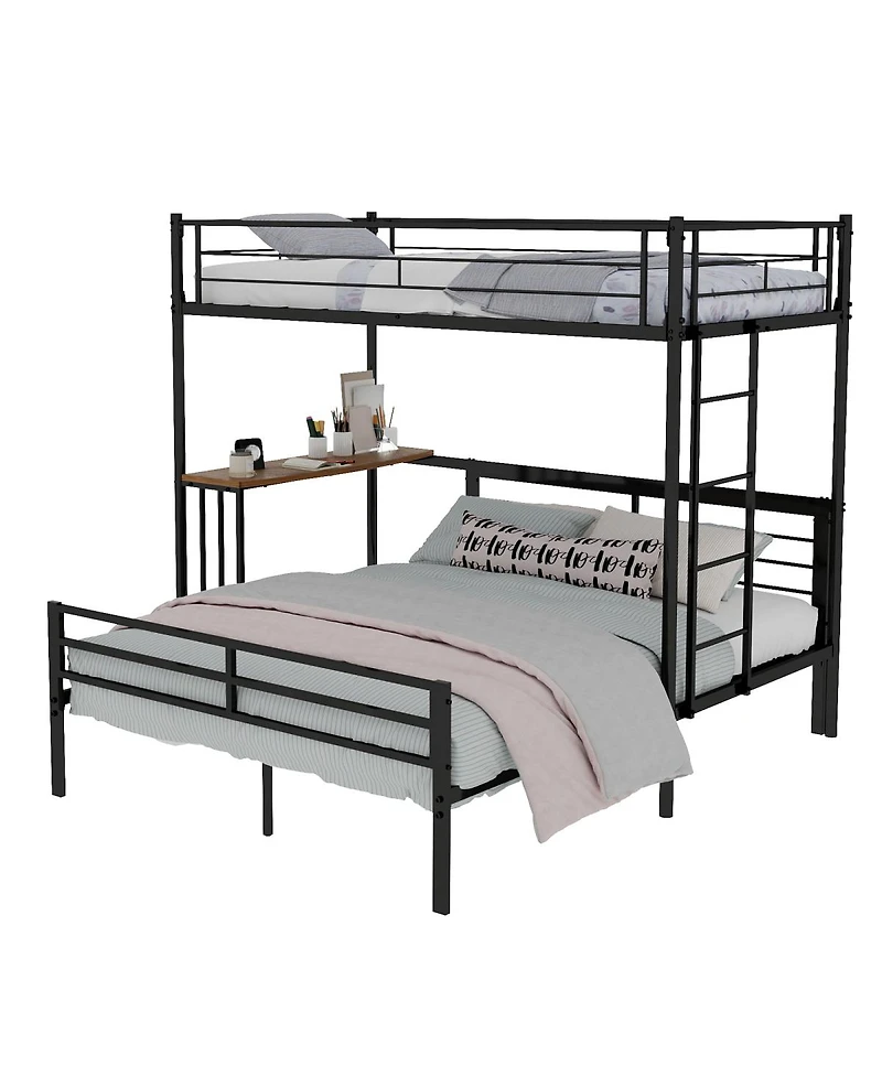 Streamdale Furniture Metal Loft Bed with Desk Ladder and Guardrails for Teens and Adults
