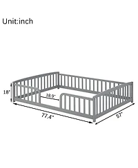 Streamdale Furniture Full Size Floor Fence Bed with Central Entrance and Guardrails