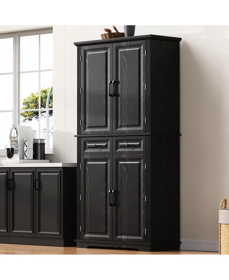 Streamdale Furniture 71'' Tall Farmhouse Kitchen Pantry with 3 Pull-Out Organizers and 6 Door Shelves